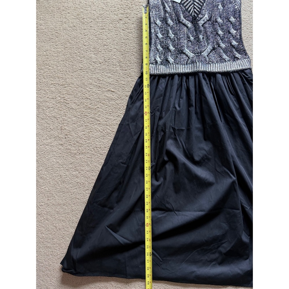 Anthropologie Pilcro Mixed Media Sweater Vest Midi Dress Silver Black Metallic M - Picture 9 of 10
